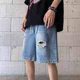 Vintage-Jeansshorts für Herren mit Used-Look und Kordelzug