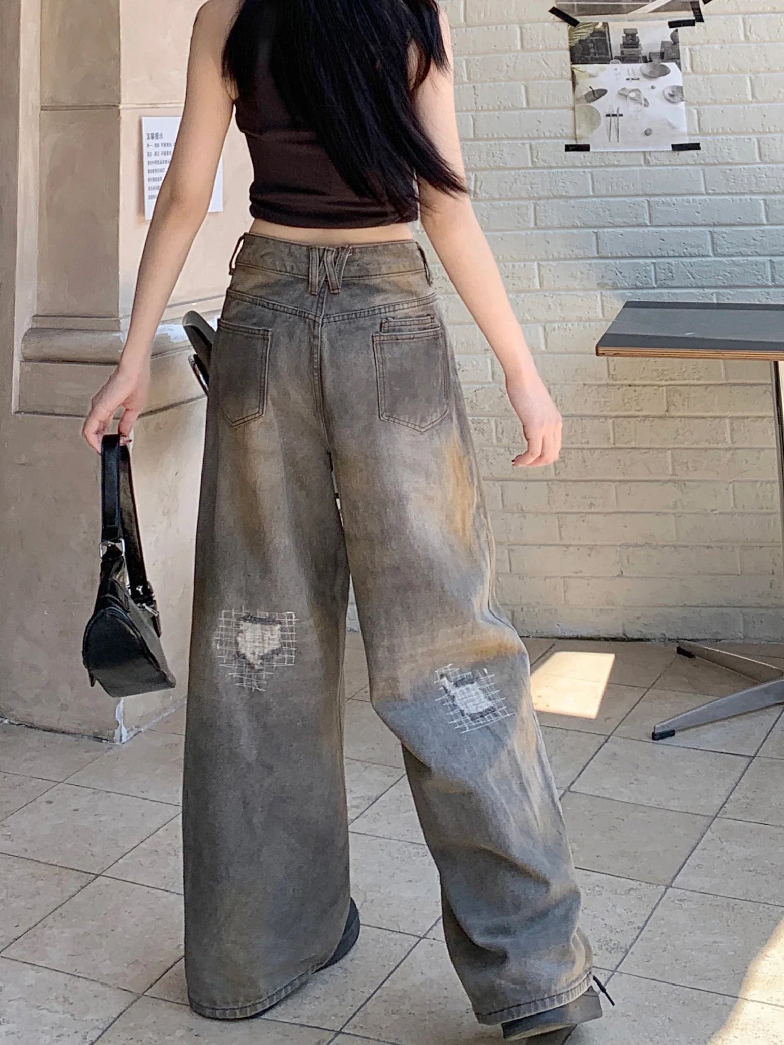 American Style Aesthetic Ripped Denim Jeans