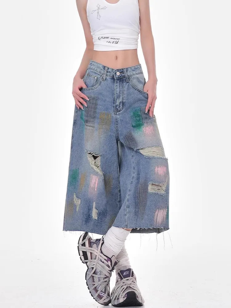 Boyfriend Graffiti Ripped Cool Jorts