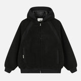 ソフトフリース ブラック パファー フード付きジャケット