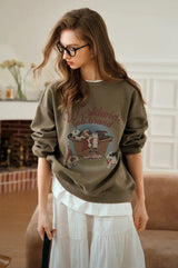 Warm Casual Printed Loose Fit Sweatshirt