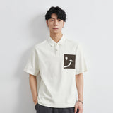Polo-Sommer-T-Shirt mit farbigem Smiley-Cartoon-Motiv