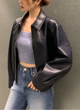 Vintage-Retro-Hip-Hop-Lederjacke für Damen