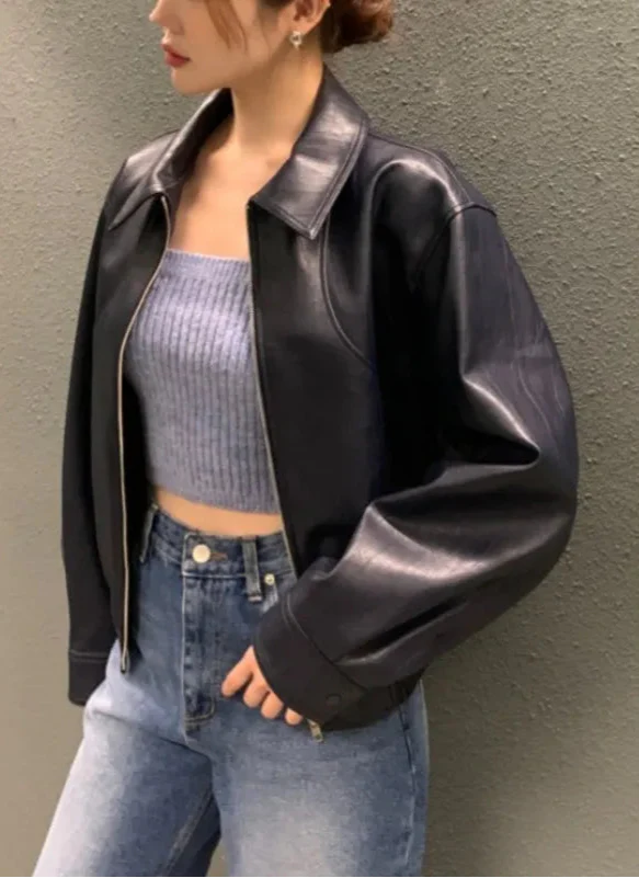 Vintage-Retro-Hip-Hop-Lederjacke für Damen