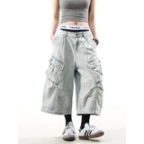 Streetwear Cool Vintage High Waist Blue Baggy Jorts