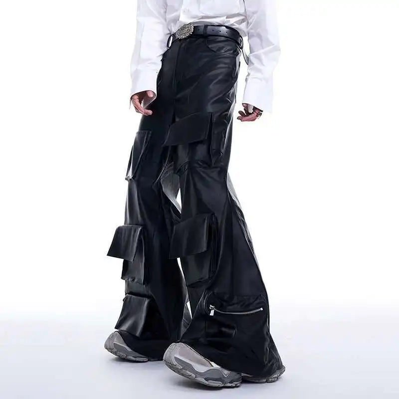 Darkwear Wide Leg PU Leather Pants