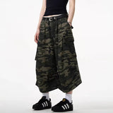 Camouflage Wide Leg Denim Jorts