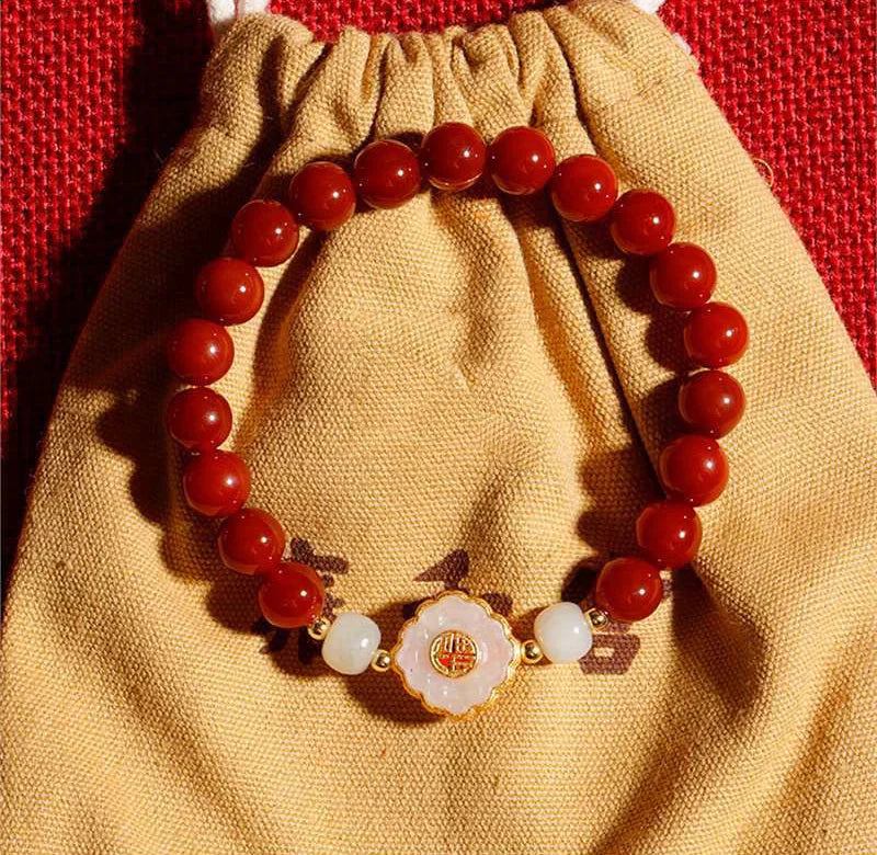 Vintage Lucky Red Agate Bracelet