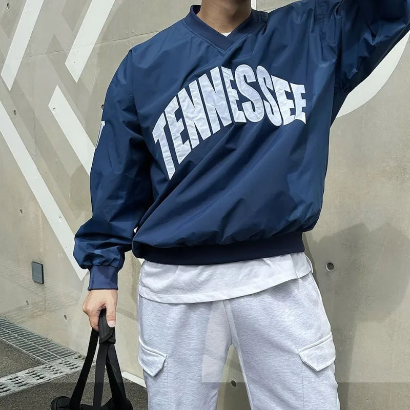 Sports Loose V-Neck Long-Sleeved T-Shirt