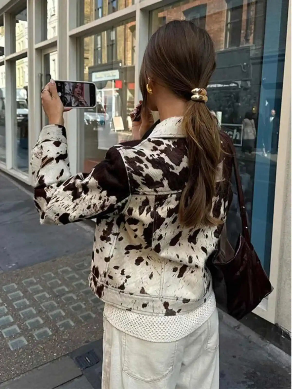 Veste à col imprimé tendance pour femme