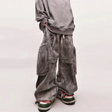 Streetwear Washed Baggy Punk Denim Cargo Jeans