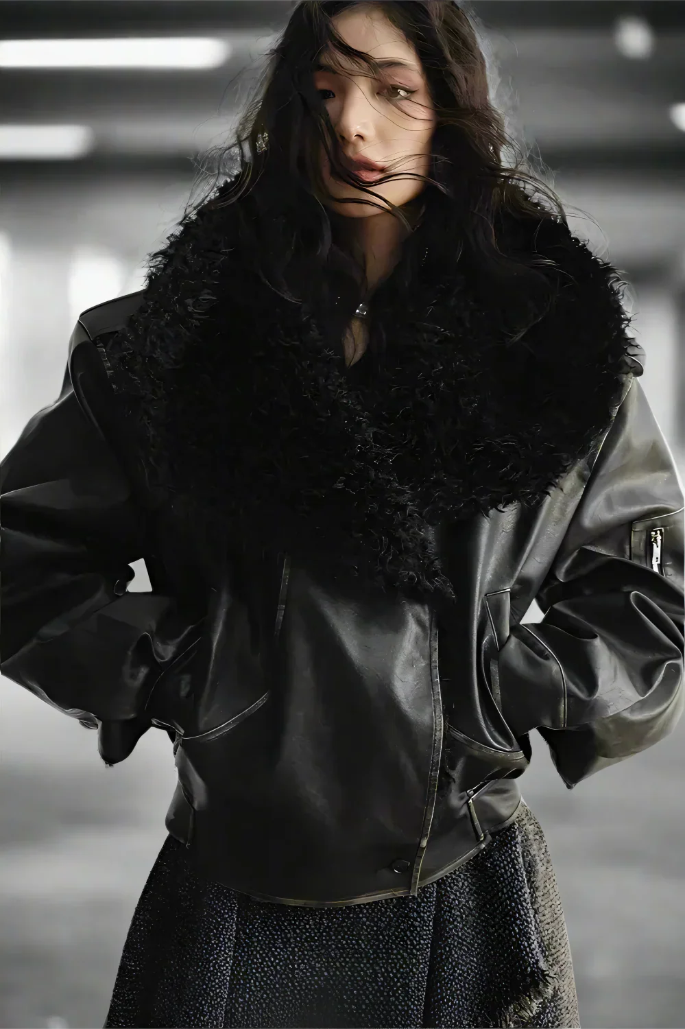 Oversized Faux Fur Aviator Jacket