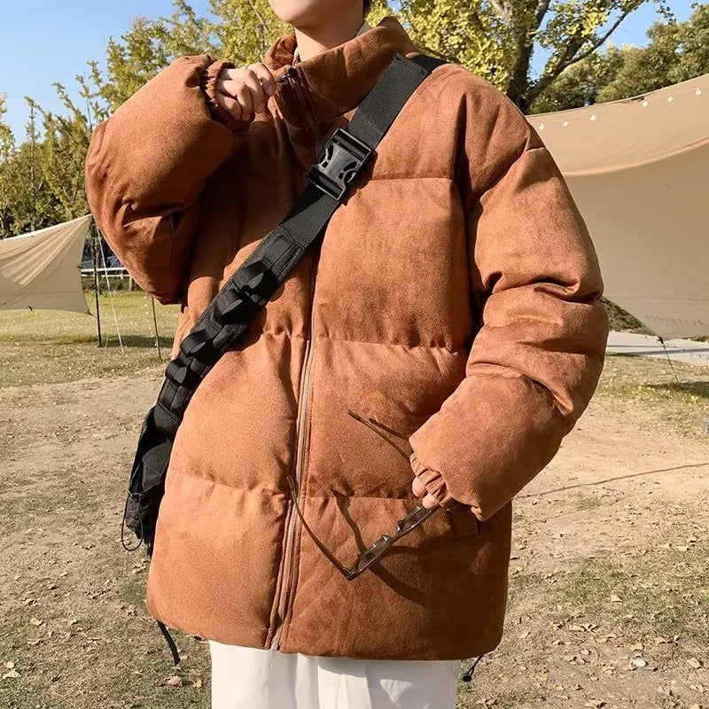 Warmer, winddichter Fleece-Daunenmantel im japanischen Stil
