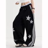 Breathable Oversized Black Stripe Wide Leg Jogger