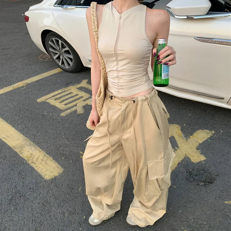 Adjustable Waist Baggy Cargo Pants