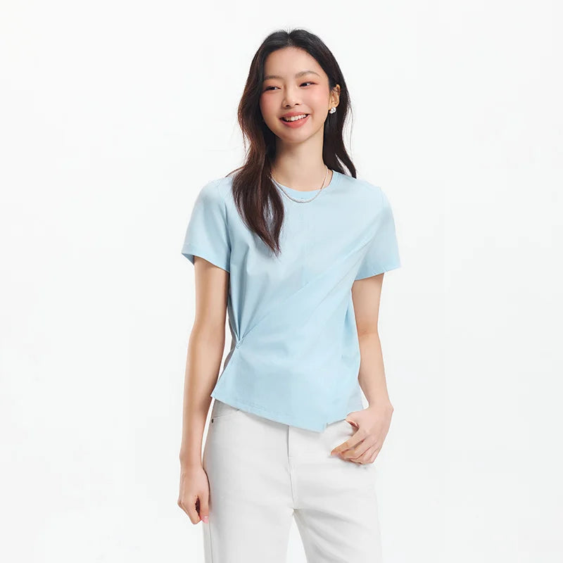 Short Sleeve Cotton Cropped T-shirt