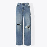 Chic Korean Style Light Blue Ripped Jeans