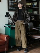 Classic Brown Handsome Short PU Leather Jacket
