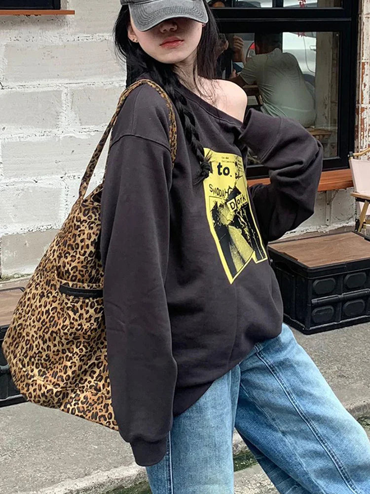 Vintage Oversized Hip Hop Cotton Print Sweatshirt