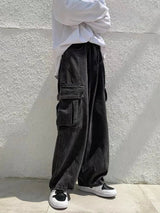 Handsome Retro Wide Leg Denim Cargo Jeans