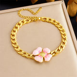 Blue & Pink Flower Charm Bracelet