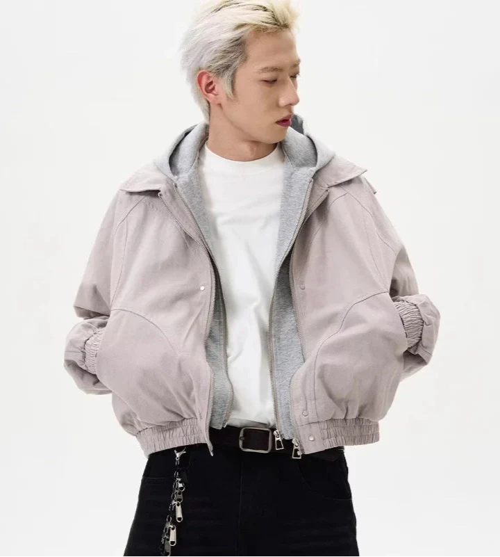 Veste à capuche rétro patchwork silhouette