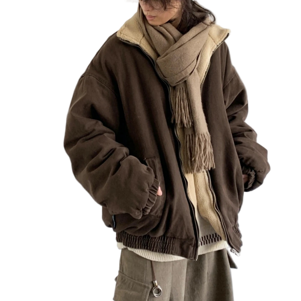 Vintage Lamb Wool Stand Collar Jacket