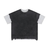 Vintage Patchwork Ripped Sleeve T-Shirt