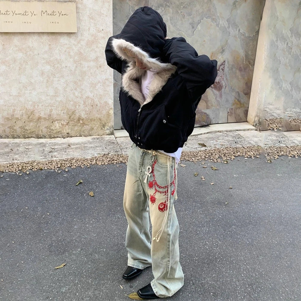 Veste d'hiver chaude et confortable en peluche épaisse style streetwear