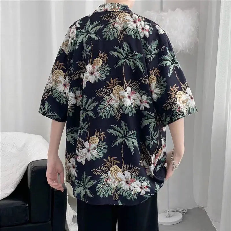 Chemise élégante à manches courtes boutonnée pour femme, style Floride