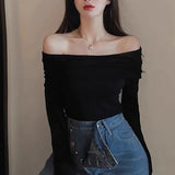 오프숄더 긴팔 상의