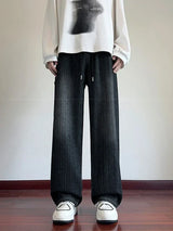 Vintage-Jeans mit Used-Look, blau, gerade geschnitten, mit Kordelzug
