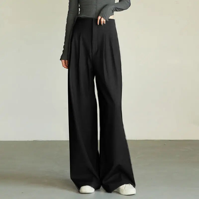 Classic Comfort Draping Effect High Waist Wide Pants