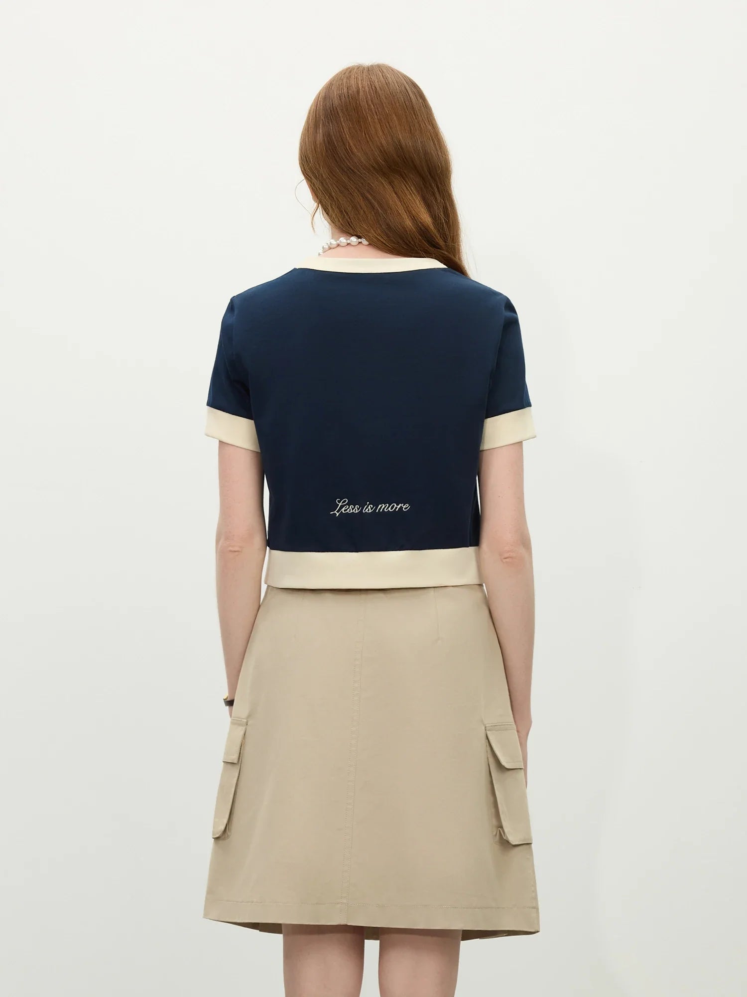 Women Retro Vintage Color Block Knit T-Shirt