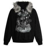 Men Fur Collar Oversized Hoodie
