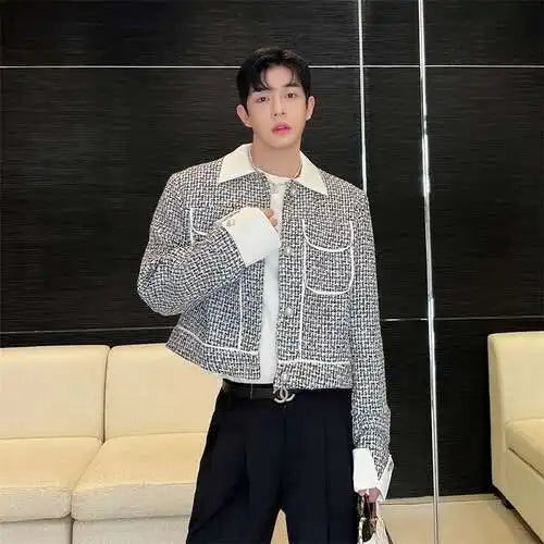 Veste légère décontractée à carreaux élégante et luxueuse