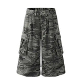 Durable Camouflage Workwear Shorts Loose Wide Leg Jorts