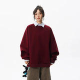 Solid Color Minimalist Round Neck Sweatshirt