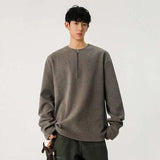 Half Zipper O-neck Long Sleeve Sweater