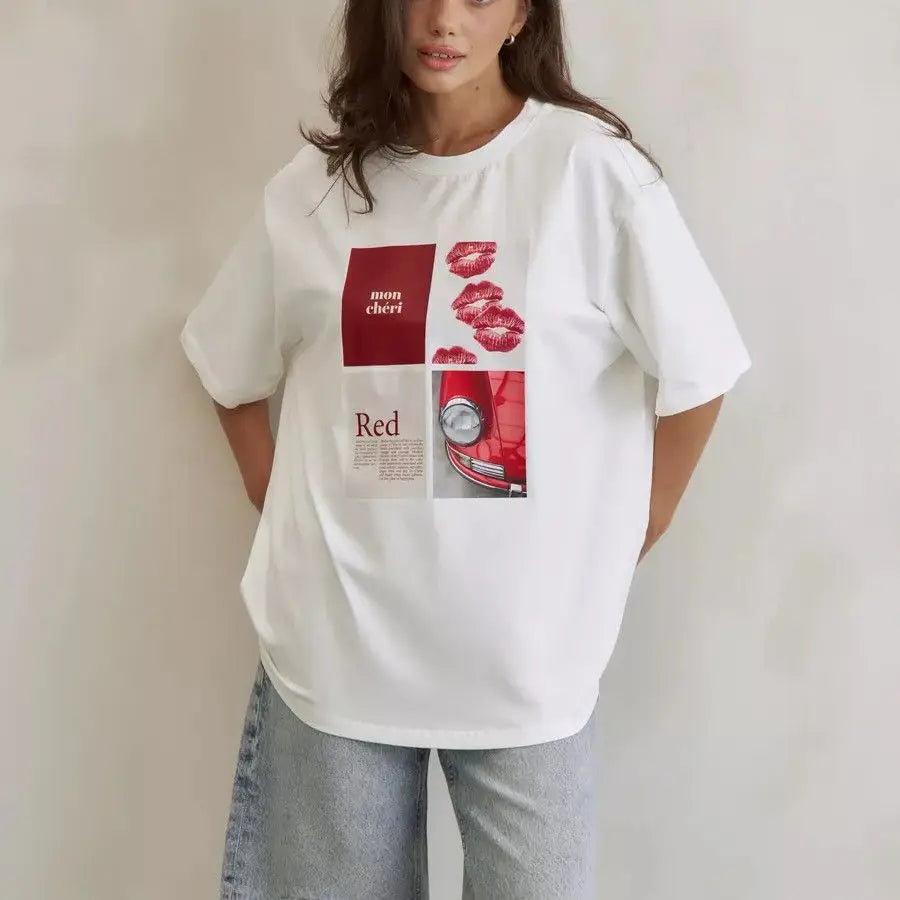 Y2K Women Retro European Style Design T-Shirt