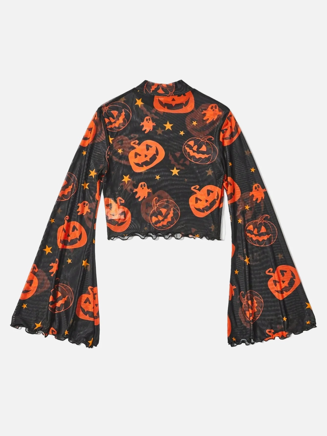 ハロウィン パンプキン柄メッシュアメリカンTシャツ