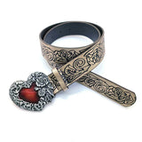 Red Metal Heart Buckle Gothic Belt