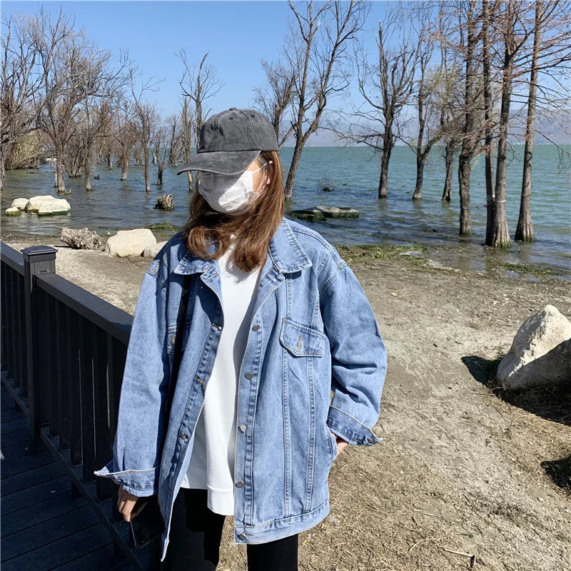 Durable Loose Fit Coat Retro Denim Jacket