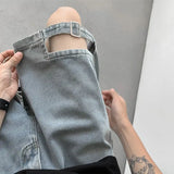 Streetwear Versatile American Ripped Denim Shorts