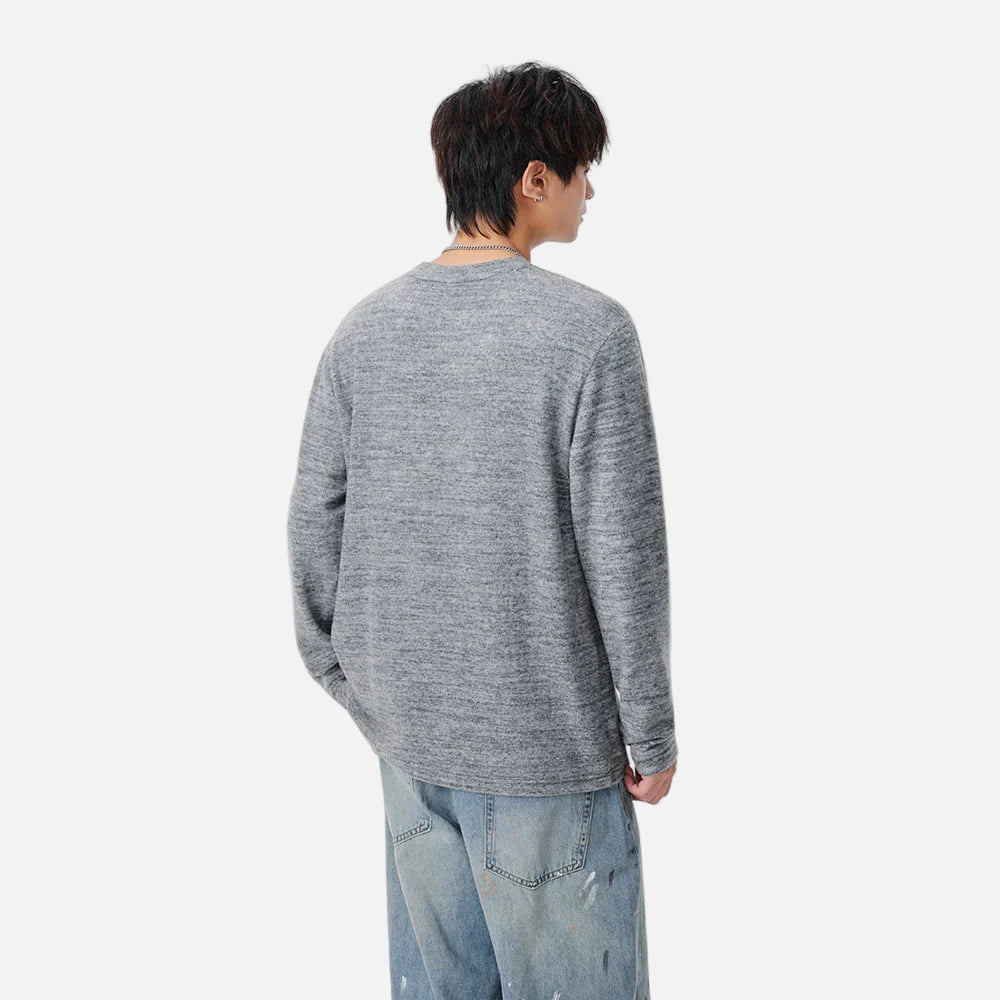 코지 니트 크루넥 긴팔 티셔츠
