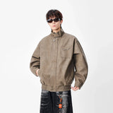 Jacke aus Kunstleder mit Stehkragen