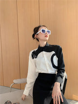 Y2K Leopard Embroidered Button-Up Blouse