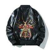 Autumn Yokosuka Embroidered Leather Jacket