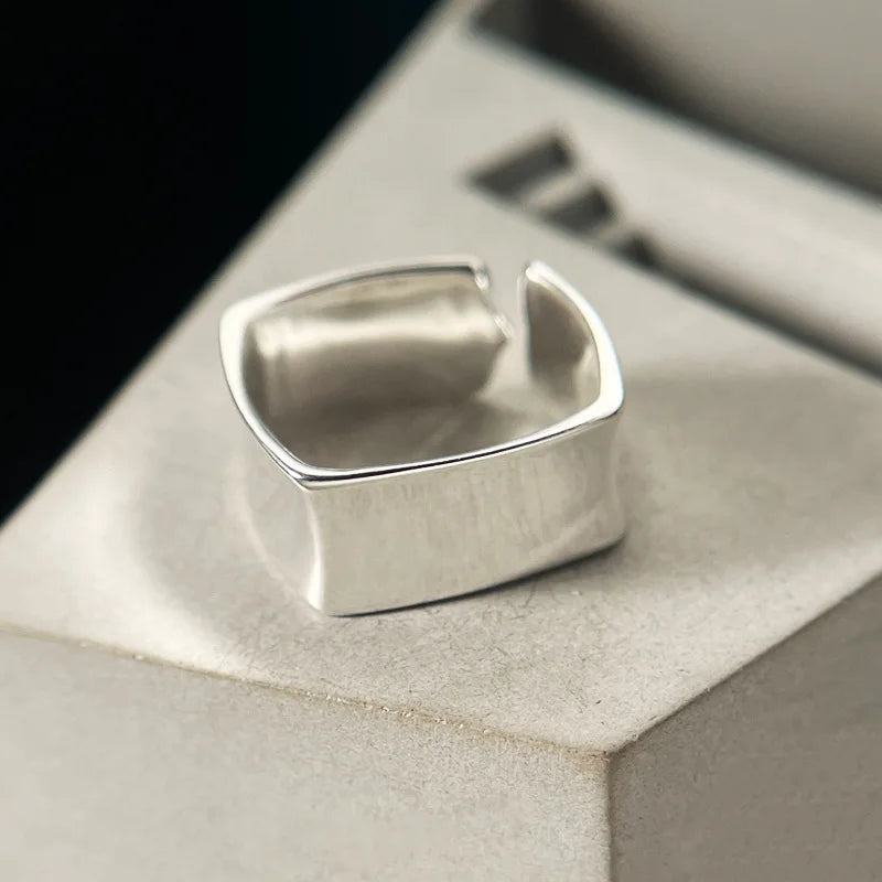 Wide Square Sterling Silver Stackable Ring