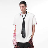 T-shirt à manches courtes en patchwork de sequins style streetwear